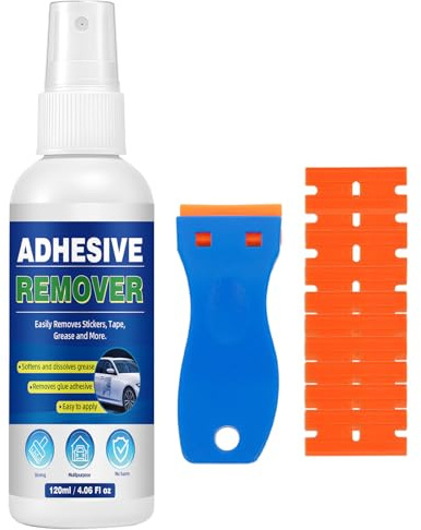 Clennaner Adhesive Remover, 4.06 Oz Sticker Remover for Cars, Windows, Floor, Glue Remover with Plastic Razor Blade Scraper – Rapidly Removes Labels, Stickers, Glue, Tape, Gum, Wax