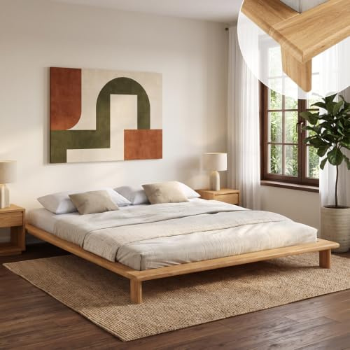 skølm Skald Futonbett 180x200 cm, Eiche massiv, Natur geölt, mit Stauraum | Bettgestell aus Massivholz, lackiert, Bettrahmen 25 cm hoch, stabiles Holzbett, Massivholzbett, Doppelbett, Holzrahmen