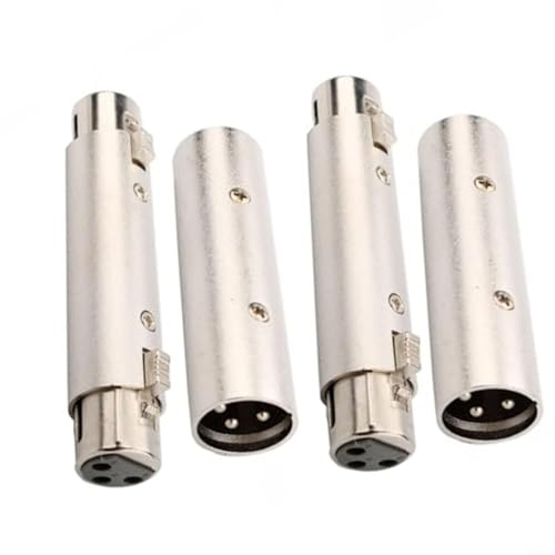 Lapiglo 4-teiliges 3-poliges XLR-Adapter-Set, Zinklegierung, Stecker auf Stecker und Buchse, Audio-Stecker, Rauschunterdrückung, Studio-Ausrüstung und Verstärker