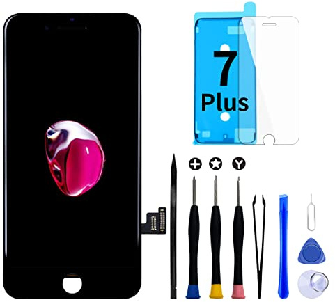 Écran pour iPhone 7 Plus LCD Ecran Remplacement 3D Touch Digitizer 5,5 | Kit de réparation avec outils, joint étanche et verre trempé, écran Retina LCD avec réponse tactile précise