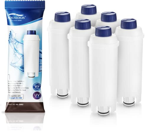 Aqualogis Kaffeemaschinenwasserfilterersatz Kompatibel mit DeLonghi DLSC002, SER3017 & 5513292811 - einschließlich Versionen der ECAM, ESAM, ETAM Serie (6er Pack)