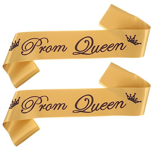 Amosfun Lot de 2 écharpes décoratives pour fête de Fin d'année, Tissu, doré, Prom King+Prom Queen