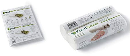 Food Saver FSB3202-I Sacs pour Appareil de Mise Sous Vide 32 Sacs de 3,78 L Blanc & FoodSaver FSR2002-I Rouleaux de Mise sous Vide, pour Machine sous Vide Foodsaver, Pack de 2 (20cm x 6.7m Chaque)