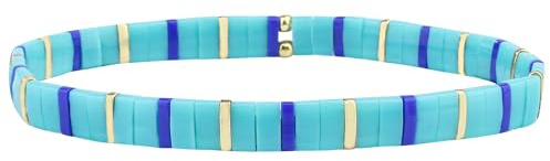 KELITCH Charm Stretch Armband för kvinnor Färgglada vänskapsarmband Candy Miyuki Tila Beaded Strand Armband