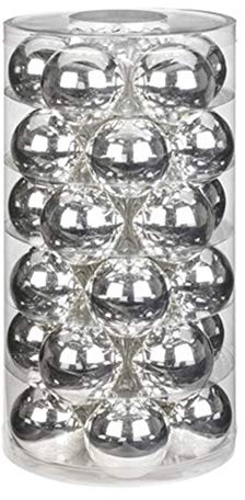 Christbaumkugel aus Glas - 30 Stück - Silber Glanz (Silber) Ø 6 cm