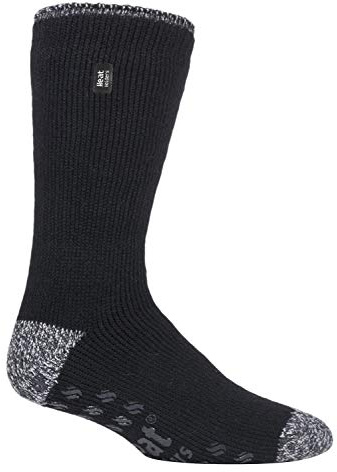 Heat Holders – herr, vinter, extremt varm, halkfria, termostrumpor med ABS, Svart siskin, 39/45 EU