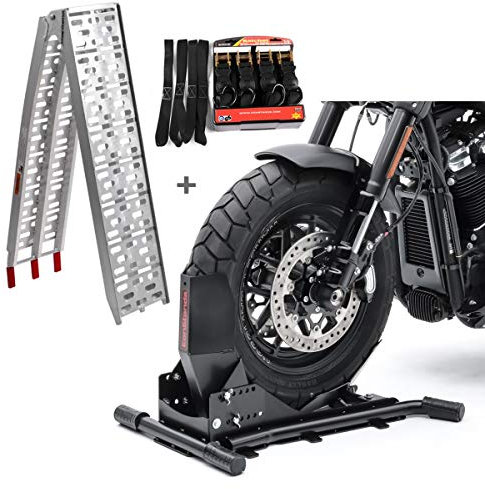 Set Motorradwippe Constands Easy Vario + Auffahrrampe Alu-I + Spanngurte Set SW8