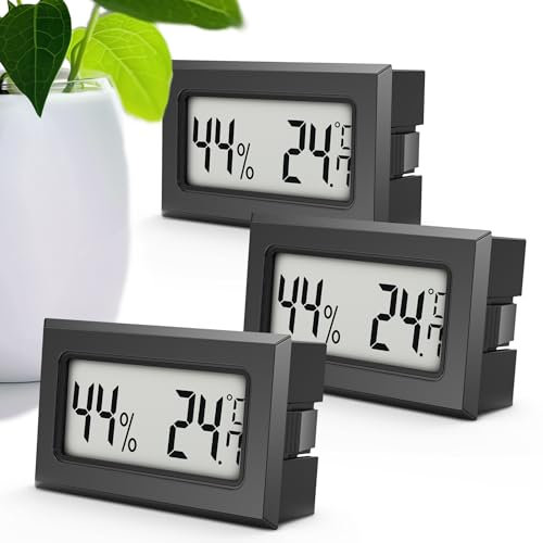 MAVORI® 3 pz. Mini termometro digitale & igrometro mini: Misuratore di umidità interna preciso & termometro piccolo per la misura della temperatura e dell'umidità (nero)