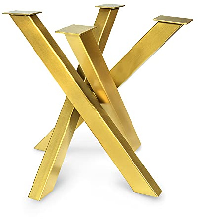 Magnetic Mobel Tischgestell Orion Design Kreuzgestell Schwerlast massiv Tischkufen Stahl Tischbeine Metall (Golden, 77x77xH71 cm)