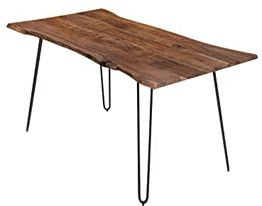 SAM Esstisch Hannah 160x85 cm Akazie nussbaum Baumkante Hairpin schwarz