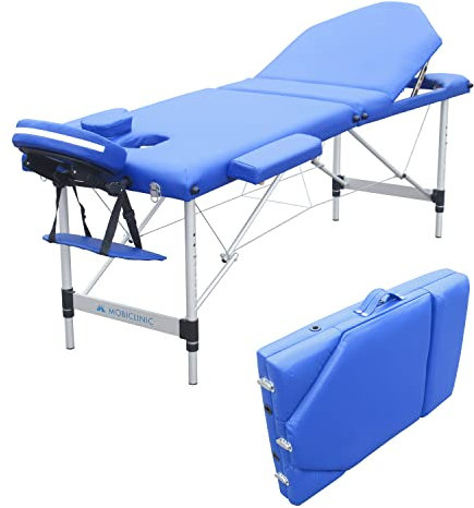 Mobiclinic®, Klappbare Massageliege, Europäische Marke, CA-01 Plus, 186x60 cm, Massagebett mit Kopfstütze, Aluminium und Kunstleder, 3 Teile, Physiotherapie-Liege, Höhenverstellbar, Tragbar