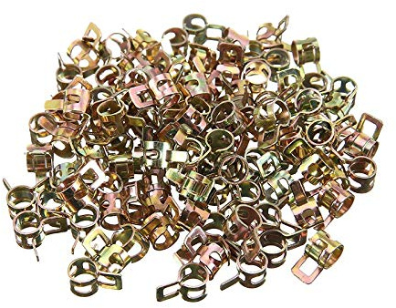 Lot de 100 colliers de serrage à ressort 6 mm (ID) en métal pour tuyau de carburant, huile, vide, silicone