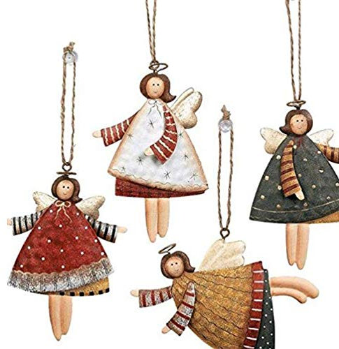 Weihnachtsanhänger Dekoration Metall Engel Anhänger Schneeflockenmuster Anhängerdekorationen, Für Anhänger, Dekorationen 10 * 10 * 10 cm (4 Stücke)