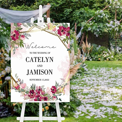 Willkommen bei der Hochzeit des Schilds aus Holz, Willkommensschild Welcome to Our Wedding Poster, Hochzeitsempfangsposter, personalisiertes Eingangsschild für Hochzeitsgäste, 61 x 45 cm