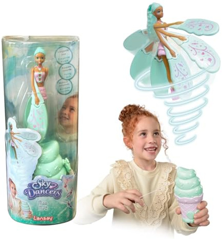 Lansay - Sky Dancers - Miss Mint - Poupée Volante Magique pour Enfants Dès 6 Ans - Fée Qui s'Envole avec Un Lanceur - Émerveillez Vos Enfants - Fonctionne sans Pile - Idée Cadeau