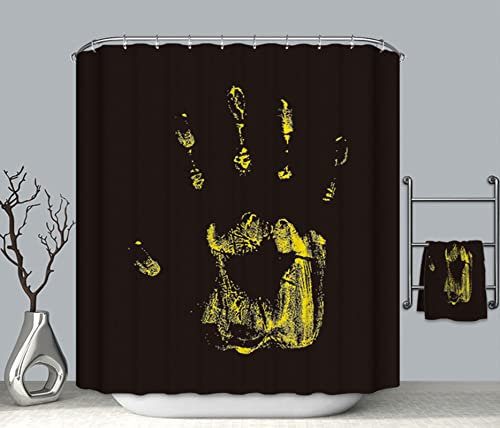 EHOMERY Duschvorhang Japanisch Duschrollo Nach Maß Handdruck Polyester Schwarz Rostfreie Ösen Und 12 Hakenringe, 90X180Cm