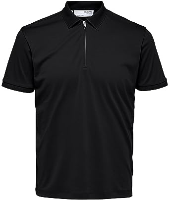 SELECTED HOMME Male Polohemd aus Strick Zipper | Knitted polo shirt