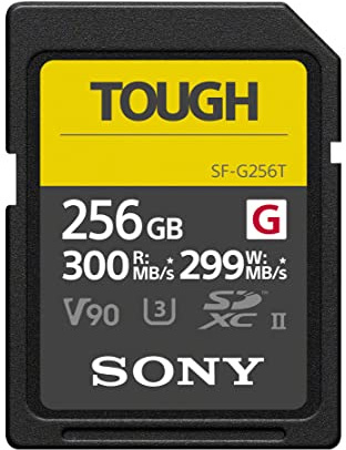 Sony SDXC SFG256T SF-G Tough Series V90 UHS-II U3, Digitale Speicherkarte, Lesen 300 MB/s Schreibgeschwindigkeit, 299 MB/s