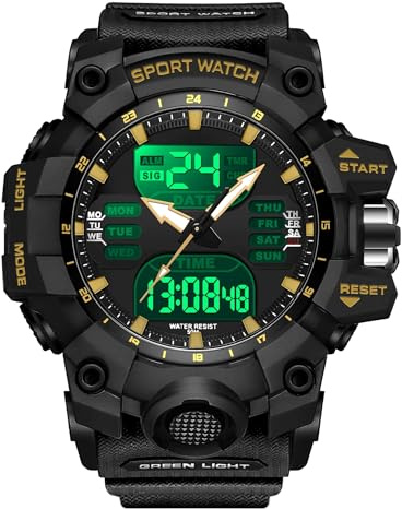findtime Montre numérique pour Homme - Montre Tactique d'extérieur Militaire - Grand Cadran - Étanche jusqu'à 5 ATM - Chronomètre - Compte à rebours - Alarme - Rétroéclairage LED - Résistante aux
