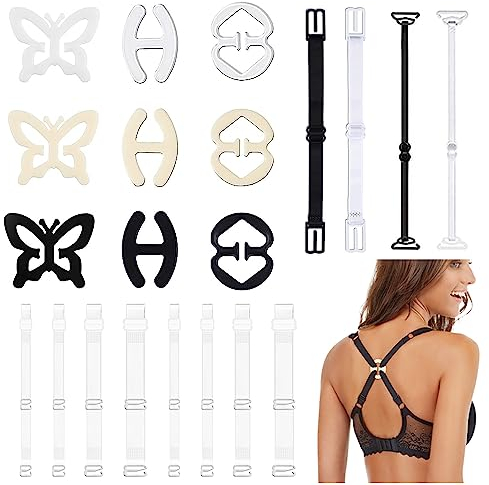 Asaisimg 21 Pcs Invisible Clear Bra Strap Set, Non-Slip Adjustable Bra Strap Soft Transparent Shoulder Strap for Strapless Bra for women, detachable lingerie straps