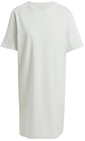 adidas Kvinnor Essentials 3-Stripes Single Jersey Boyfriend Tee Dress, Linen Green F22, M