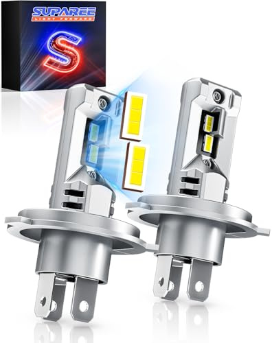 SUPAREE Bombilla LED H4 Coche,H4 LED Bulb H4 LED Canbus Lámparas H4 HB2 9003 Luces LED Alta y Baja 12V 6500K 14000LM IP68 1 Par