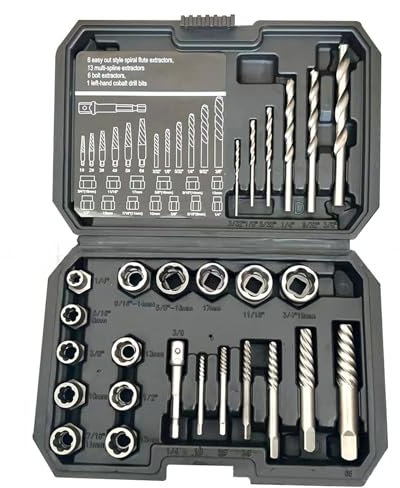Extracteur Vis Endommagé Jeu Forets Kit D'extracteur Vis Dénudé Pour Extracteur Boulon Cassé Avec Étui Rangement 26 Pièces