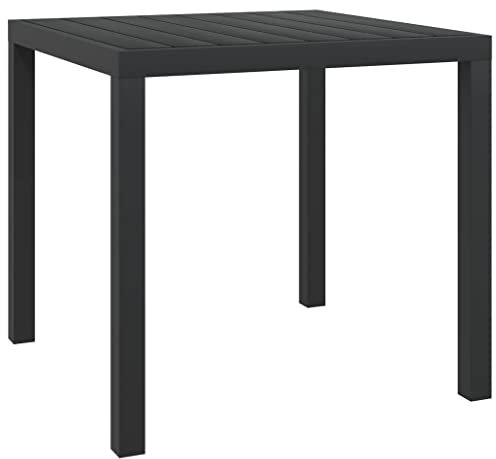 ULUYYUC Campingtisch Partytisch Klapptisch CafetischGarten-Esstisch WPC Aluminium 80 x 80 x 74 cm Schwarzgeeignet für Balkone, Terrassen und Laubengänge