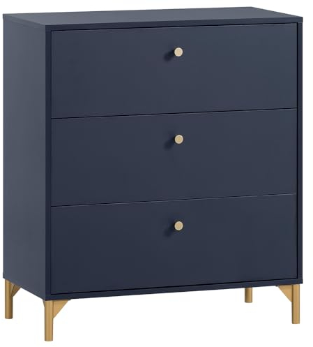 Lomadox Schubladenkommode Kommode mit 3 Schubladen, 80cm breit, blau