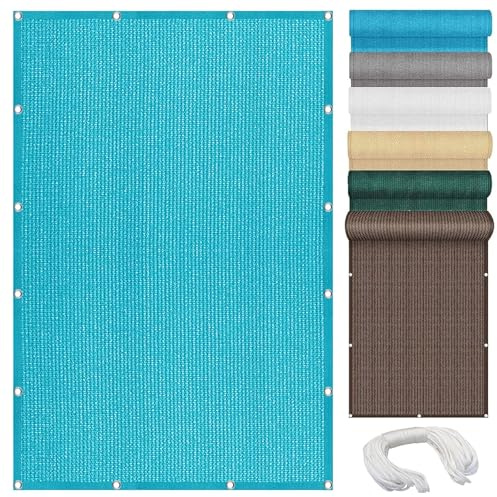Sonnensegel Nach Maß mit Ösen 3.5 x 4.5 m, 98% Uv-Schutz,Atmungsaktiv,Isolierung, Sonnensegel Rechteckig Schutztuch Shade, Garten-Sonnenschutznetz, für Garten Balkon, Himmelblau