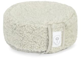 Meditationskissen aus Merino Schafwolle | Yogakissen mit Bio-Buchweizenfüllung- Anpassbare Füllung mit waschbarem Bezug | Sitzkissen Perfekt für bequemes Yoga | Mit Tragetasche | 35x13cm- Grau