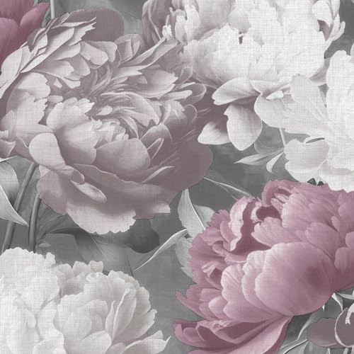 Muriva Doretta Bold Floral Lightly Textured Flower Patterned Vinyl Hardwearing Wallpaper for Living Room, Bedroom, Hallway – Decorative Luxury Wallpaper – Pink 213301