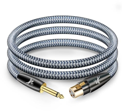 Impeto Audiophile XLR Buchse auf klinke 6,3mm（6.35mm） Mikrofonkabel ts Mono Klinke Kabel XLR 3 Polig auf 6.3 TS Klinkenstecker Adapter - 5 Meter