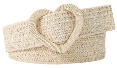 Kabelife Damen Elastischer Stoffgürtel Geflochtener Stretchgürtel Dehnbarer Gürtel Flechtgürtel Stretchgürtel Liebesschnalle Dekorative Accessoires(Beige)