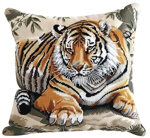 kitphoenix Knüpfkissen Set Tiger 3D Handgemachte Geschenke Knüpfteppich für Kinder und Erwachsene Knüpfset 43cm X 43cm