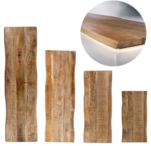 trelevo Holzplatte 60x40 Mango massiv 26mm lackiert Baumkante