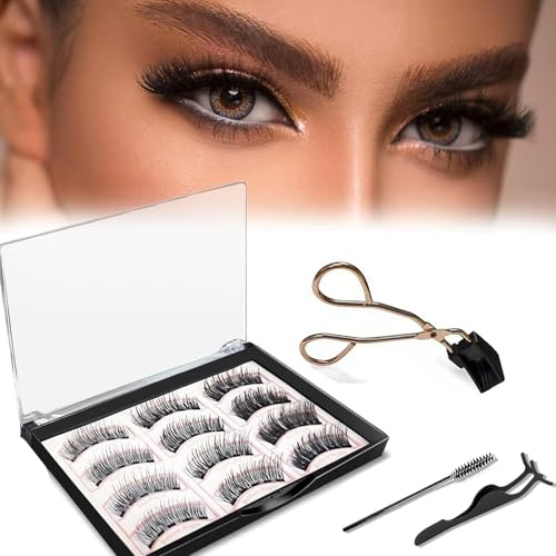 Thoquene Schwarz Wimpern Magnetisch Natürlicher Look, Wiederverwendbar Magnetic Lashes, Magnetic Eyelashes