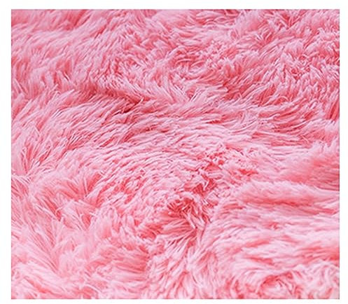 KUANGGE 16-teilige ineinandergreifende Schaumstoffmatten, Flauschige ineinandergreifende Teppichfliesen, Plüsch-Teppichbodenfliesen, weiche Spielmatte, Puzzle-Bodenmatte (Farbe: Rosa)