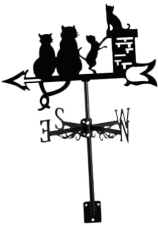 Baoblaze Estatuilla de Gato, Veleta, indicador de dirección del Viento, Veleta de Metal para Animales, Veleta para decoración de Patio Trasero, pabellón de