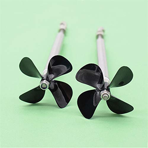 MEXWLOP 2 Sets RC Boot Motorwelle Montage 4mm Edelstahl Set Metall Universalgelenk + Welle + D50 Positive/Reverse 4-Blatt Propeller Präzisionspropeller aus Metall(20x15cm 4x2.3mm)