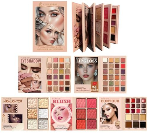 Katiluxiya All In One Makeup Gift Kit - Ultimate Color Combination - 48 Eyeshadow, 12 Lip Gloss, 6 Blusher, 6 Concealer, 6Highlighter, 78 Colors Makeup Palette Set, Lasting Cosmetics Kit (A)