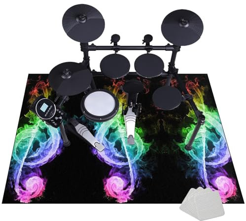 JaevKwzy Schlagzeugteppich | rutschfeste Schallschutzteppich | 110 x 80 cm Professionelles rechteckiges Elektronisches Jazz Schlagzeug Kit für Bass Drum Snare Drum und andere Instrumente Teppich