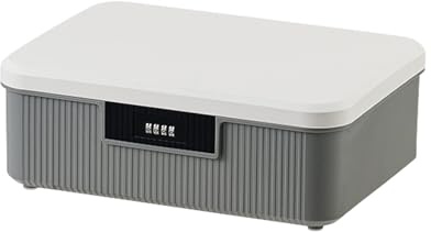 ACESOME Abschließbare box, ABS Aufbewahrungsbox, Box mit Schloss Verschließbare Box, Doppelschicht Medikamentenbox, Karton Mit Deckel Für Kleidung Toys (Grau, 33.5 x 26 x 12cm)