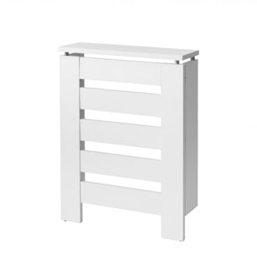 D&J Muebles Kit Cubre Radiador Blanco 60cm Moderno Hércules | Mueble Decorativo de Madera con Listones | Oculta Radiador con Fácil Montaje | (60cm - 90cm - 120cm) 60x83,5x19,5