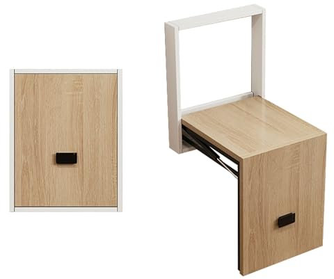 Sedia pieghevole da parete in legno, sedia da veranda, scarpiera, poggiapiedi nascosto, sgabello pieghevole salvaspazio, sgabelli da parete invisibili for ingresso casa, carico 330 libbre(C)