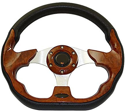 Volante Sportivo Auto,Volante a Calice Universale 13 320mm Sport for auto for auto con bottoni a corno in fibra di carbonio(Wood)