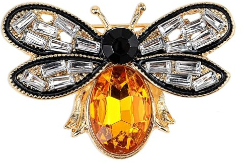 CharmeFleur Bee Brooch Pin, Broche d'abeille strass vintage en cristal, accessoire élégant pour femmes et hommes, occasion décontractée ou partie, broche quotidienne