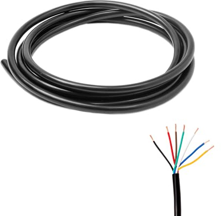 Feuunly 2m Câble Remorque 7 Conducteurs, 7 x 0,5 mm² Noir Rond Câble, 12V 24V Câble de 7 Fils pour Remorque Camions RV Tracteur Bateaux Caravanes (2 Mètres)
