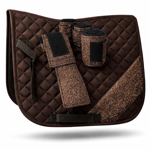 Tysons Breeches Glitzer Schabracke mit Bandagen Set Rosa Rot Hellblau Lila Braun Schwarz Glitzerschabracke Glitzerbandagen Minishetty Shetty Welsh Setpreis (Braun, Shetty)