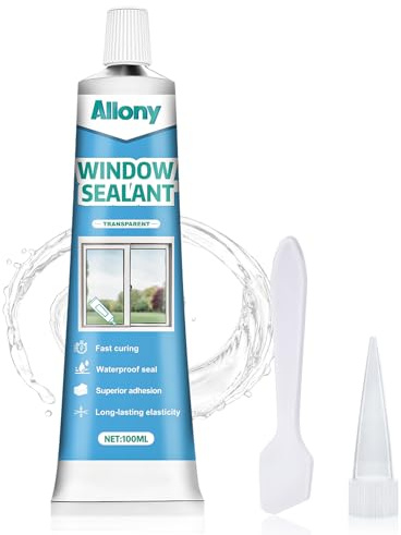 ALLONY Pegamento Cristal, Construcción y Ventana Silicona, Silicona Transparente, Alta Elasticidad, Reparador Cristal para Vidrio Cerámica Plástico Espejos, Resistente al Agua al Calor, 100ML